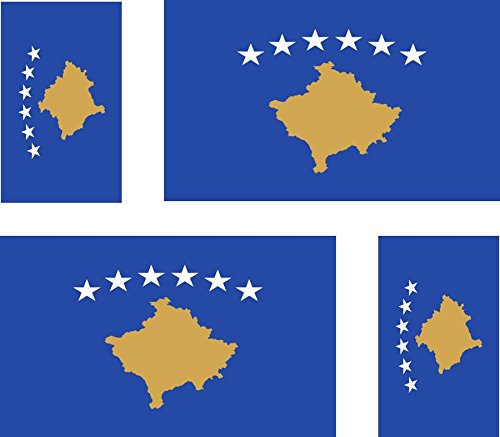 Akacha - Set Di 4 Adesivi Per Auto, Moto, Valigia, Pc, Motivo: Bandiera Del Kosovo
