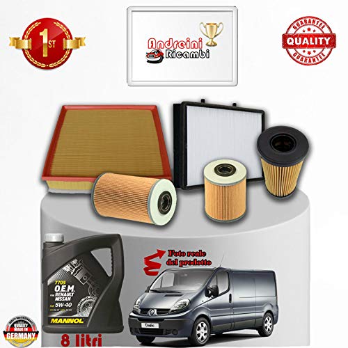Kit Tagliando Filtri + Olio Trafic Ii 2.0 Dci 84Kw 114Cv Dal 2009 ->