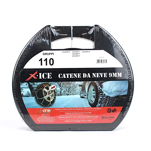 Xone Accessori Srl Catene Da Neve Catena Per Auto 9Mm Omologata Tuv Certificazione Europea (Gruppo110) 225/60-16 255/40-17 235/50-17 245/45-17 245/40-