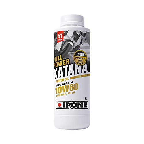 Ipone - Olio Motore Moto 4 Tempi 10W60 Full Power Katana - 100% Sintetico Con Esteri - Cambio Più Fluido - Tanica Da 1L