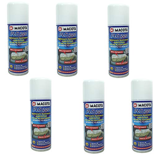 Hitopseller 6 Pezzi Vernice Spray Macota Plc 200 Rinnova Fanali Ravvivante Anti-Ingiallimento 200 Ml