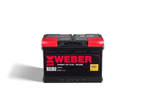 Magneti Marelli Parts & Services - Batteria Auto 70 Ah Weber Agm, Batteria Auto L03 067070760003 Al Piombo Acido Con Ciclo Di Vita X4, Maniglie E Cope