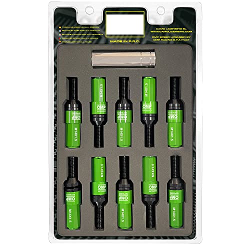 Omp Speed Set Di Viti Performance Con Protezione In Alluminio M14X1.5 Hex 17-19, L 28 Mm, Colore Verde Alluminio 7075+Din 12.9, 20+1 Per Scatola