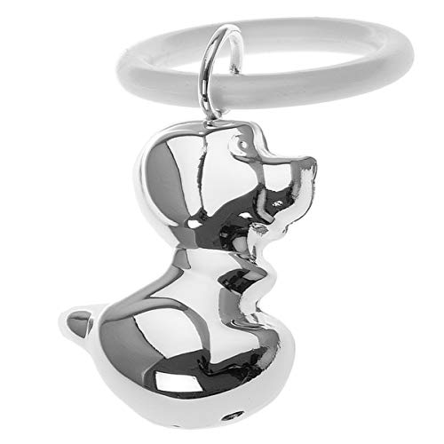 Silver Kanne, Sonaglio Per Bambini Con Massaggiagengive A Forma Di Cane, Lunghezza 7 Cm, Placcato Argento