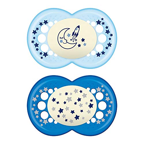 Mam Night Glow In The Dark Silicone Pacifier, Boy, 6 Plus Months, 2-Count By Mam