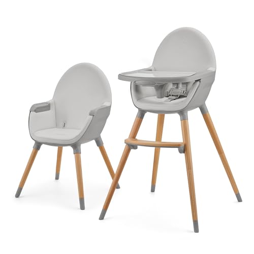 Kinderkraft Seggiolone Pappa Fini2, 2 In 1, Rialzo Da Sedia, Poggiapiedi Vassoio Regolabile, Per Bambini Da 6 Mesi Fino 5 Anni, Grigio