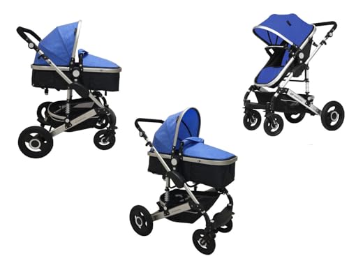 Passeggino Carrozzina Pieghevole Blu 2In1 Per Bambini Buggy Stroller Poussette