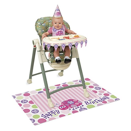 Unique Party - Set Decorativo Per Seggiolone Primo Compleanno - Coccinella (Taglia Unica) (Rosa/Verde/Viola)