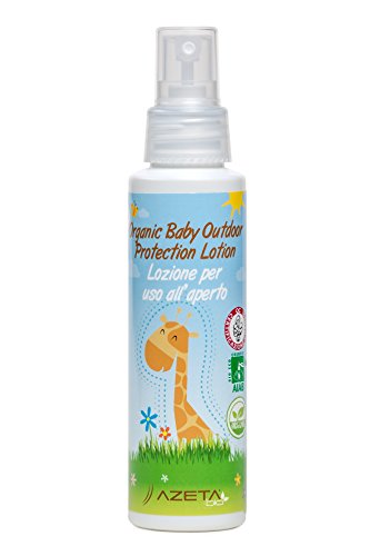 Lozione Biologica Protettiva Per Uso All'Aperto A Rapido Assorbimento Con Oli Essenziali Di Geranio E Lavanda - Azetabio - Linea Bimbi - 100 Ml - Made