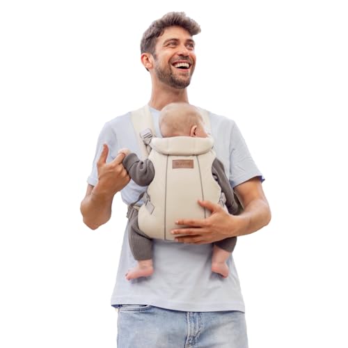 Jané Dual, Portantina Per Bebè Ergonomica, Dalla Nascita Fino A 15 Kg, 3 Posizioni, Traspirabile E Imbottita, Beige