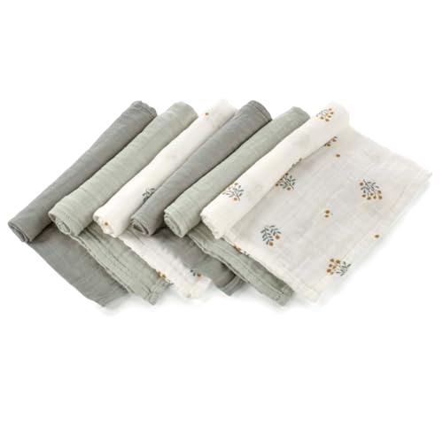 Jané Pack Di 6 Mussole Multiuso, Allattamento, Tessuto Naturale Cotone E Bambù, Antiacaro, 35 X 35 Cm, Verde