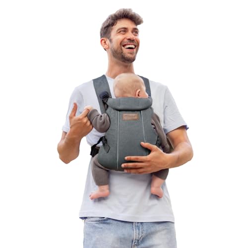 Jané Dual, Marsupio Porta Bebè Neonato, Zaino Per Bebè Ergonomico, Dalla Nascita Fino A 15 Kg, 3 Posizioni, Traspirante E Imbottita, Grigio