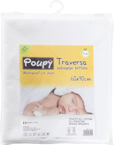 Traversa Salvapipì Poupy Per Lettino Per Neonati Realizzata In Cotone E In Pvc, Perfetta Per Il Riposo Dei Tuoi Figli.