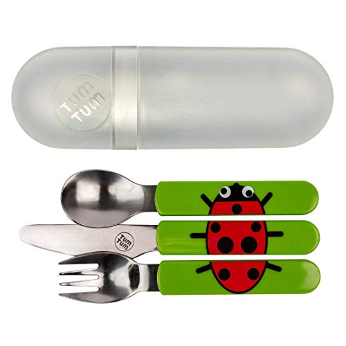 Tum Tum Posate Bambini Con Porta Posate, Set Posate Da Viaggio Bambini, Senza Bpa - Lucy Ladybird