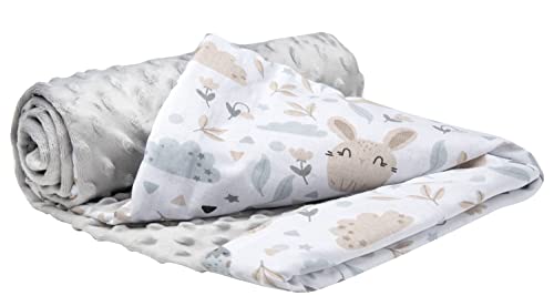 Medi Partners Coperta Per Neonati 100% Cotone 75X100Cm Bambini Minky Multifunzionale Bifacciale Morbido E Soffice Per Carrozzine (Radura Con Minky Gri