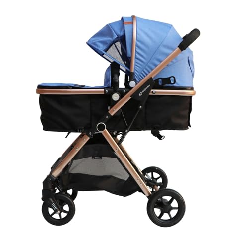 Passeggino Carrozzina Pieghevole Blu 2In1 Per Bambini Buggy Stroller Poussette