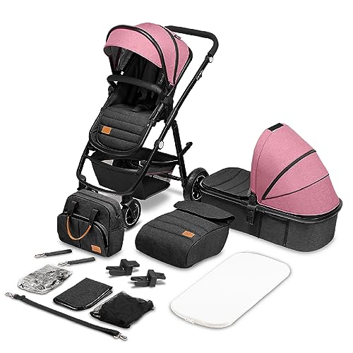 Lionelo Amber Passeggino 2In1 Duo Passeggino Da 0 Fino A 48 Mesi Con Seduta Secchiello + Navicella Per Neonato E Bambini A 22 Kg Regolabile, Pieghevol