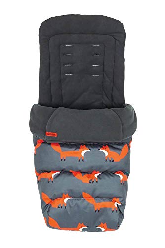 Cosatto Giggle 3/4 Footmuff – Cosy Toes, All Season Luxury Quilted Pushchair Liner, Washable (Charcoal Mister Fox)