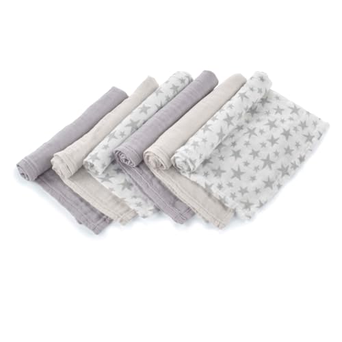 Jané Pack Di 6 Mussole Multiuso, Allattamento, Tessuto Naturale Cotone E Bambù, Antiacaro, 35 X 35 Cm, Grigio