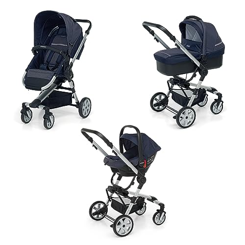 Foppapedretti Trio Supertres I-Size, Sistema Modulare Combinato Per Bambini, Navicella Passeggino E Seggiolino Auto I-Size, Maniglione E Poggiagambe R