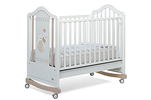 Foppapedretti Lettino Con Sponda A Scomparsa Dolcecuore 450, Legno Di Faggio, Made In Italy, Rete A Doghe Di Faggio, Regolabile A Doppia Altezza, 4 Ru