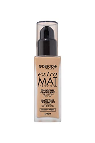 Deborah Milano - Fondotinta Liquido Extra Mat Perfection Spf 20, 3.3 Gold, Effetto Matte A Lunga Tenuta, Formula Idratante E Opacizzante No Transfer A