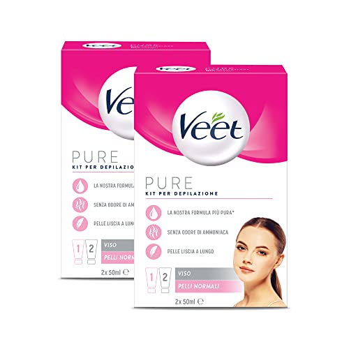Veet Kit Completo Depilazione Viso, Crema Depilatoria E Crema Post Epilazione, 2X 50 Ml, 2 Confezioni