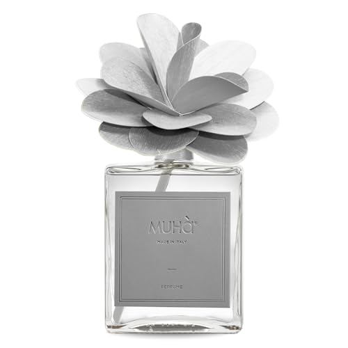 Muha' | Profumatore Per Ambiente Flower Diffuser, Fragranza Fior Di Cotone, Diffusore Ambiente Con Fiore In Legno Di Betulla, Formato Da 500 Ml