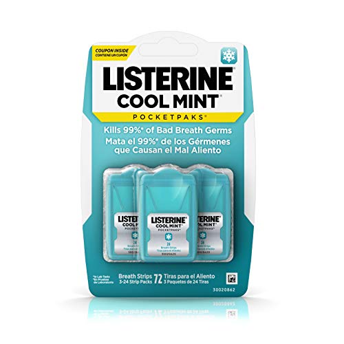 :Listerine Breath Strips, Cool Mint, 3 - 24 Strip Packs, Cool Mint