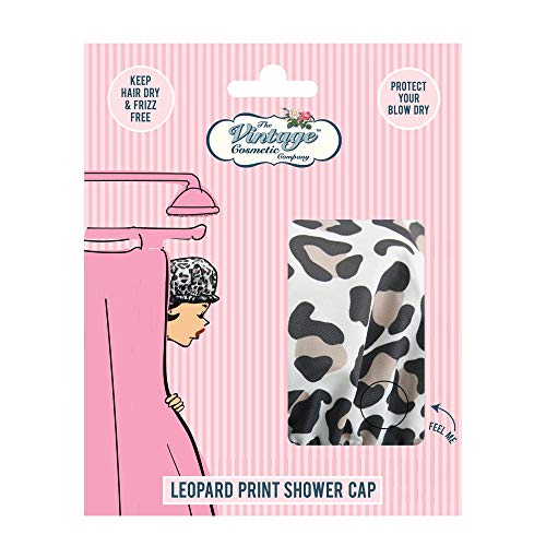 The Vintage Cosmetic Company Shower Cap Elasticated And Waterproof Keeps Hair Dry And Fizz Free Leopard Print Design