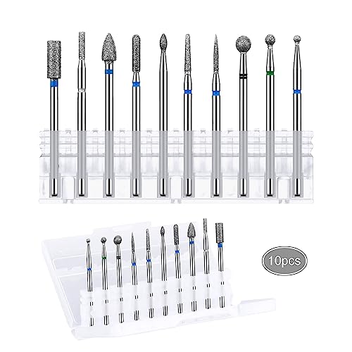 10 Pezzi Punte Fresa Unghie,Punta Da Trapano Per Fresa Manicure Elettrica Professionale Accessori Per Lucidatura,Rimozione Gel, Pelle Morta, Strumenti