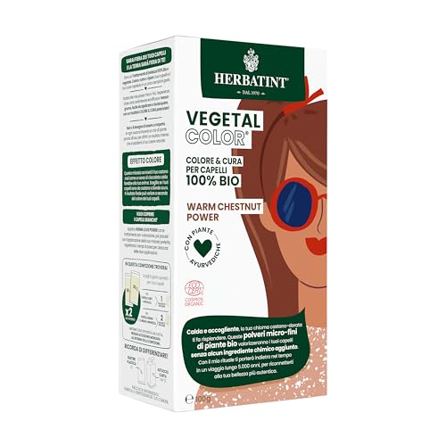 Herbatint Vegetal Color – Colorazione Vegetale 100% Naturale E Bio Warm Chestnut Power – Castano Caldo 100 Gr
