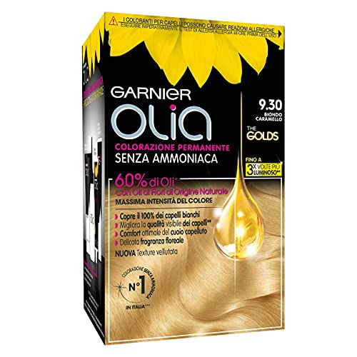 Garnier, Colorazione Permanente Olia, Senza Ammoniaca, Con Oli Di Fiori Di Origine Naturale, Biondo Caramello (9.30)