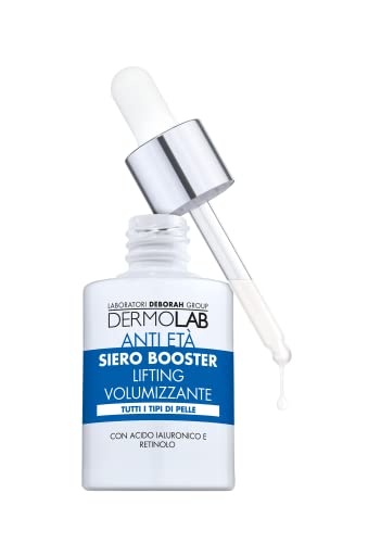 Dermolab - Siero Viso Acido Ialuronico Booster Antietà Volumizzante, Con Retinolo, Per Tutti I Tipi Di Pelle, Leviga Le Rughe, Idrata In Profondità E