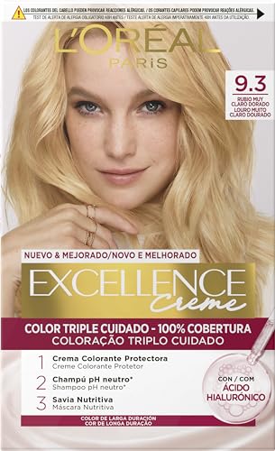 L'Oreal Tintura Per Capelli, Excellence Creme, 200 Gr, 9.3-Rubio Claro Claro Dorado