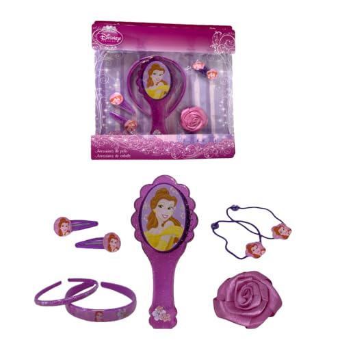 Accessori Per Capelli Belle Disney Set Per Bambini Da 8 Pezzi Spazzola Clic Clac Elastici Mollette