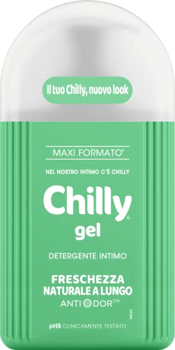 Chilly, Detergente Intimo Gel, Freschezza Naturale A Lungo, Con Anti-Odor, Per L'Igiene Intima, Con Mentolo Naturale Per Una Piacevole Sensazione Di F