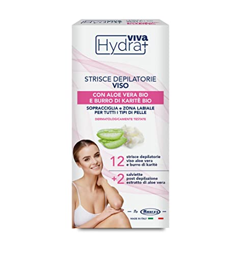 Hydra Viva + Strisce Depilatorie Con Aloe E Burro Di Karitè In Confezione Da 12 Pezzi (Per Il Viso)
