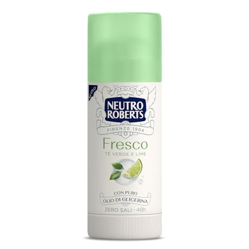 Neutro Roberts, Deodorante Stick Fresco Verde, Té Verde E Lime, Zero Sali Di Alluminio, Zero Macchie, Con Puro Olio Di Glicerina, Deodorante Uomo E Do