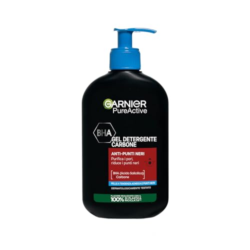 Garnier Gel Detergente, Per Pelli A Tendenza Acneica, Pulisce E Libera I Pori, Arricchito Con Carbone Attivo, Bha (Acido Salicilico), Formula Vegana,