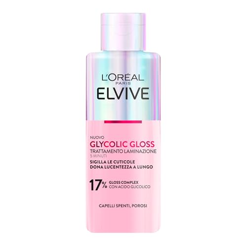 L'Oréal Paris Elvive Trattamento Laminazione 5 Min, Per Capelli Spenti E Porosi, Capelli Setosi, Con Acido Glicolico, Senza Solfati, Glycolic Gloss, 2