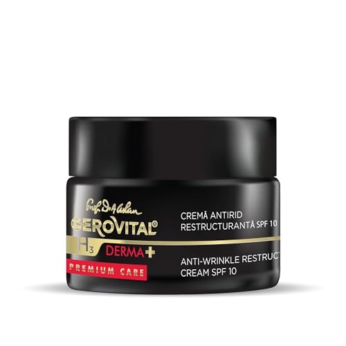 Crema Antirughe Ristrutturante Con Spf 10, Azione Filler Senza Ago, Ripristina L'Elasticità E La Fermezza Della Pelle, 50 Ml, Gerovital H3 Derma Premi