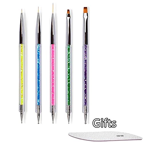 Pennelli Unghie Gel Brush Nail Painting Acrilico Pen Art Penne Dotter Doppia Punta Unghie Pennello Smalto Per Pittura Acrilico Uv Gel 3D Puntini Strum