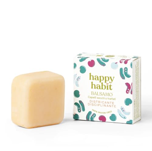 Happy Habit Balsamo Solido Districante Disciplinante 100% Ingredienti Naturali Plastic Free Vegan 50 Gr