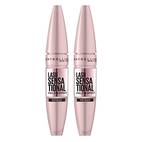 Maybelline New York Mascara Ciglia Sensazionali, Volumizzante, Effetto Ventaglio Sulle Ciglia, Very Black, Confezione Da 2 X 9,5 Ml