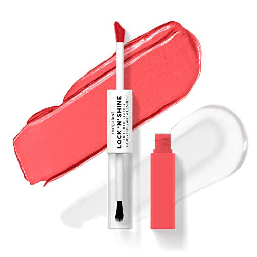 Wet N Wild Megalast Lock N' Shine, Dual-Ended Lip Color And Clear Gloss, Vitamin E And Jojoba Oil Enriched Formula, Shining Hybiscus Shade