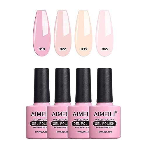 Aimeili Kit Smalto Semipermanente Unghie Colori In Gel Lampada Uv Led Soak Off Per Manicure Colorati Gel Nail Polish Gift Set 4 X 10 Ml - Set 17