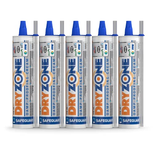 Dryzone Barriera Anti Umidità In Crema-Gel Trattamento Ad Iniezione Contro La Risalita Di Umidità - 310 Ml Set Di 5