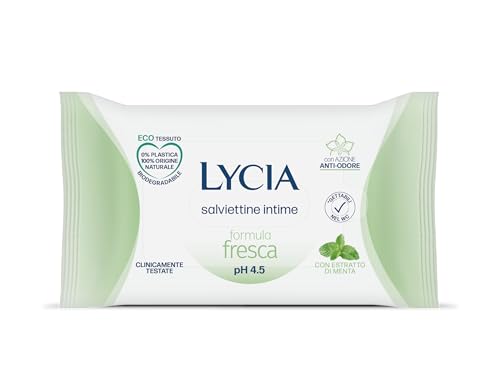 Lycia - Salviettine Intime Formula Fresca Ph 4.5, Azione Antiodore, Con Estratto Di Menta, 12 Pezzi