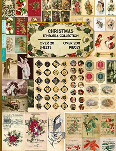 Christmas Ephemera Collection: 20 Sheets And Over 200 Vintage Ephemera Seasonal Pieces For Diy Christmas Cards, Bottle Caps, Scrapbook, Decorations ..